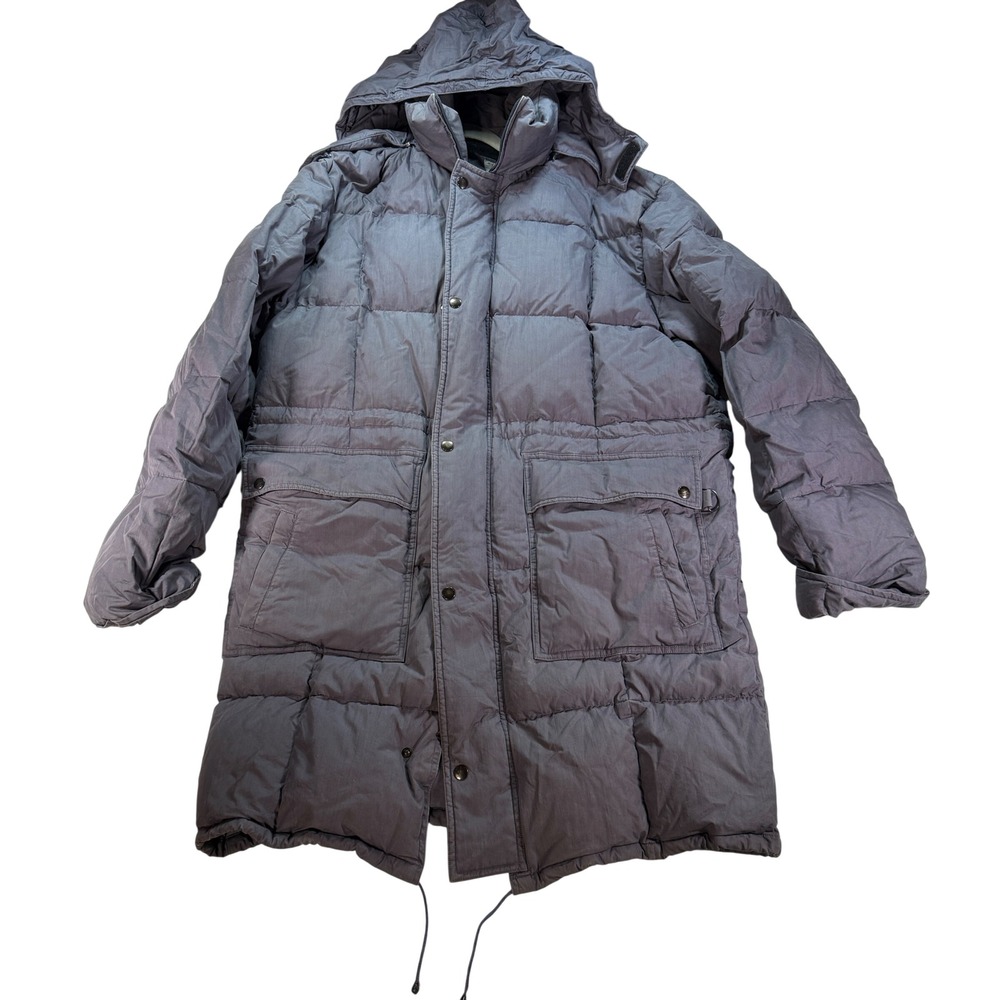 Vintage Iceman by Down Lite Men Puffer Parka Jacket Grey Blue‎ Hooded Size L